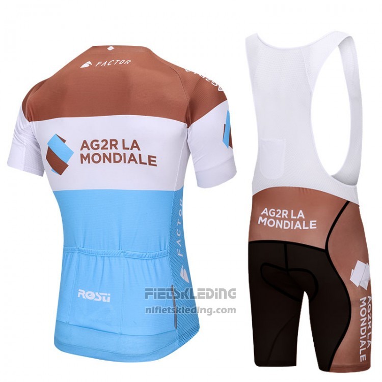 2018 Fietskleding Ag2rla Blauw en Wit Korte Mouwen en Koersbroek